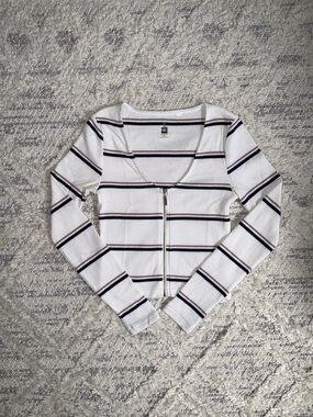 Pacsun Striped Zip-Up Long Sleeve Top